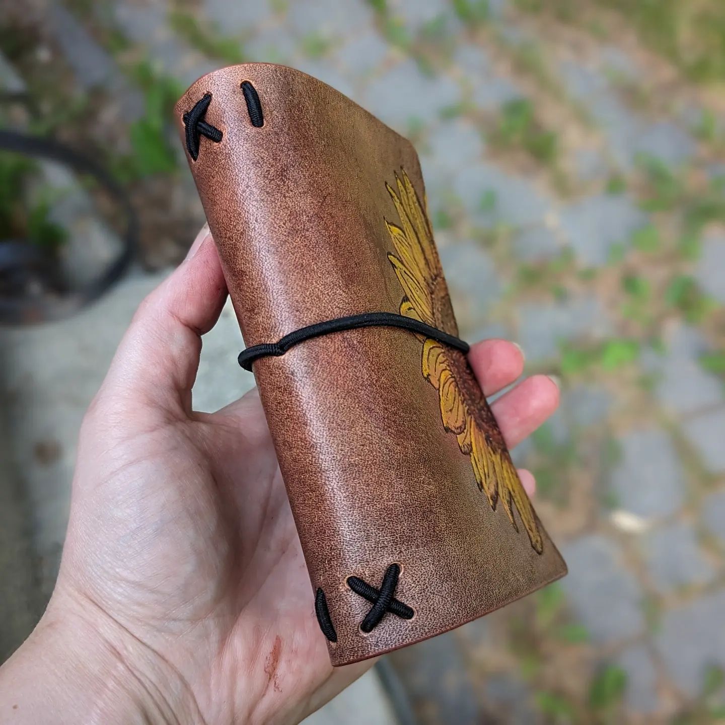 PASSPORT Traveller's Refillable Notebook | Pyrography Sunflower #1