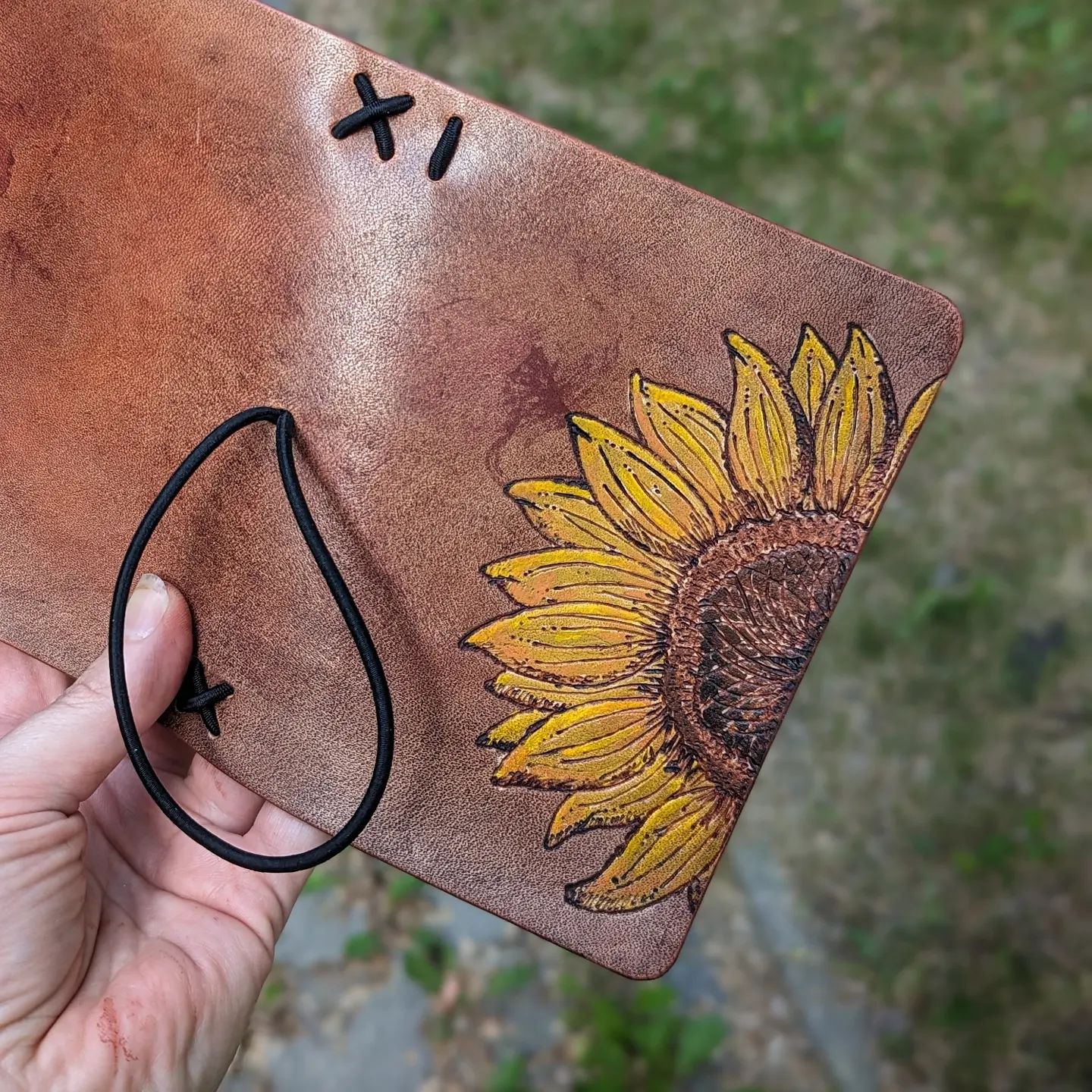 Passport Traveller's Refillable Notebook | Pyrography Sunflower #1