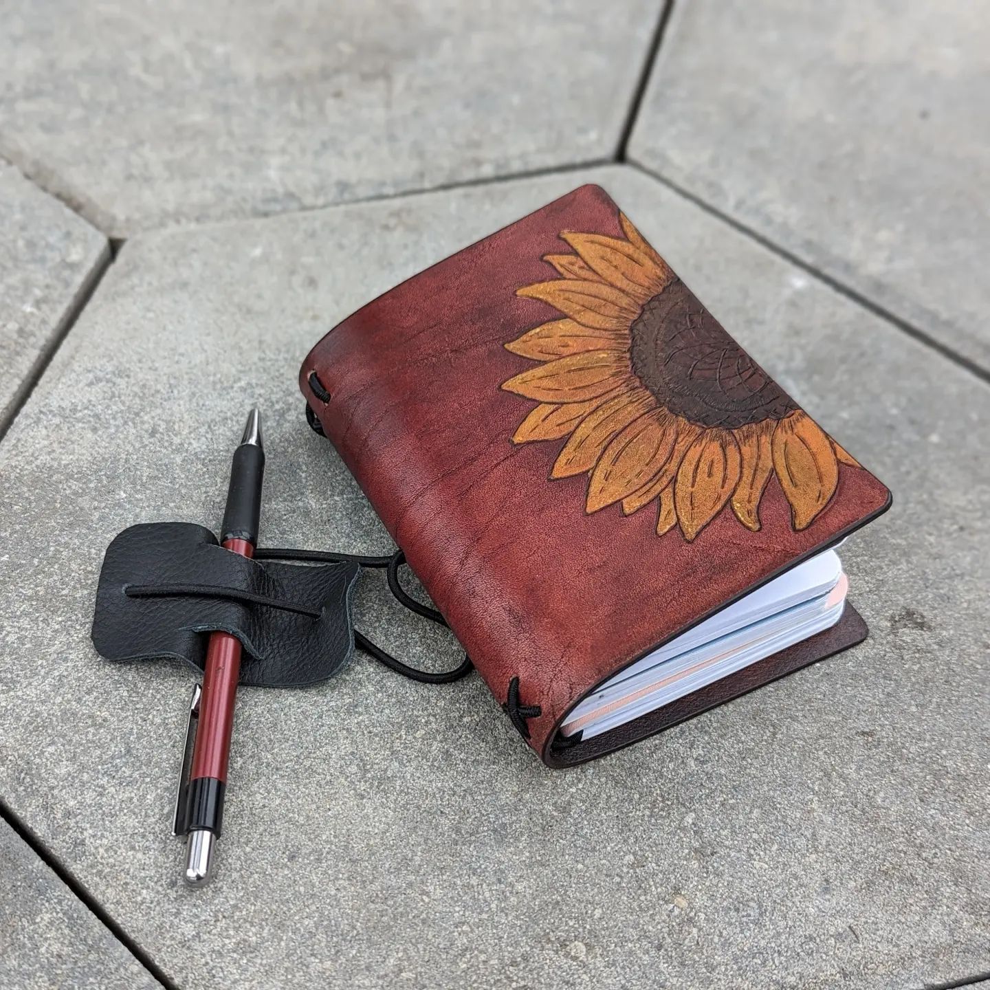 Passport Traveller's Refillable Notebook | Pyrography Sunflower #2