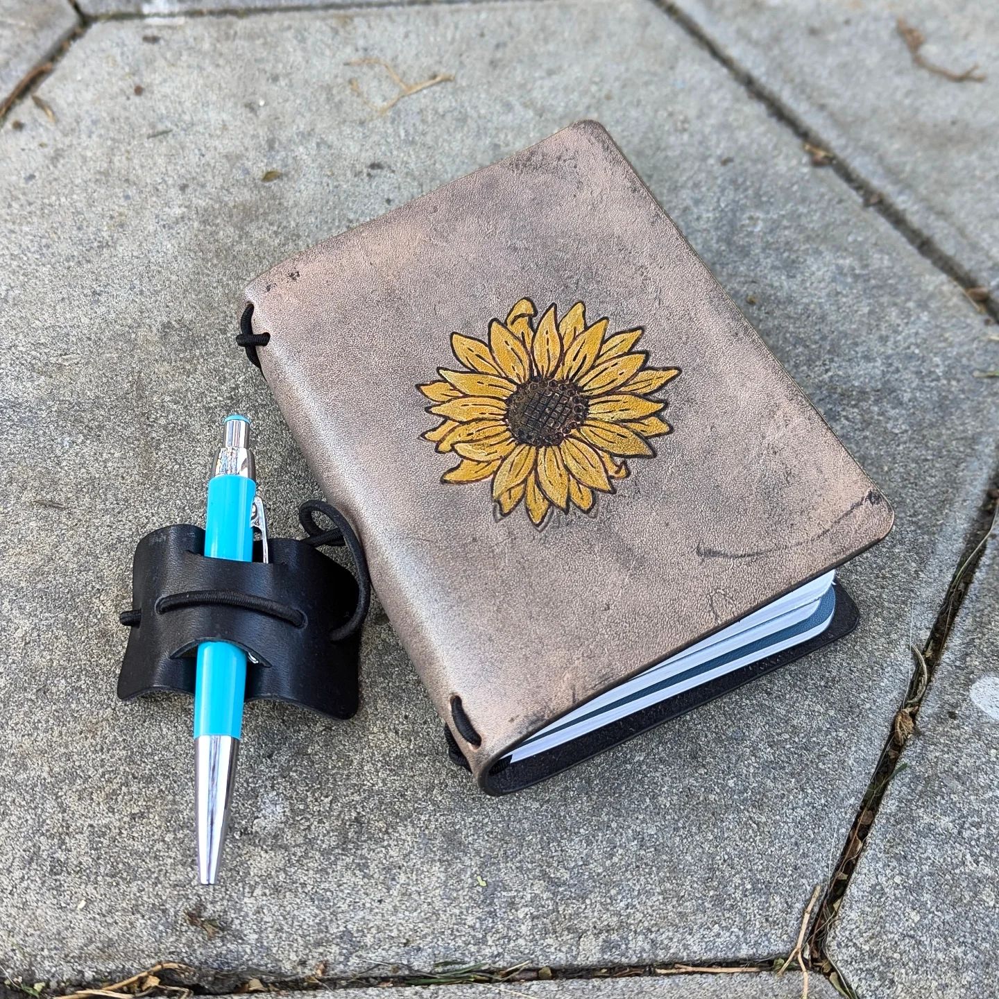 Passport Traveller's Refillable Notebook | Pyrography Sunflower #3