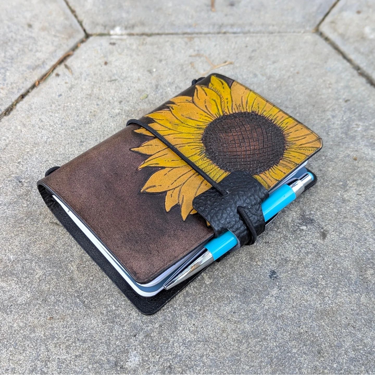 PASSPORT Traveller's Refillable Notebook | Pyrography Sunflower #5