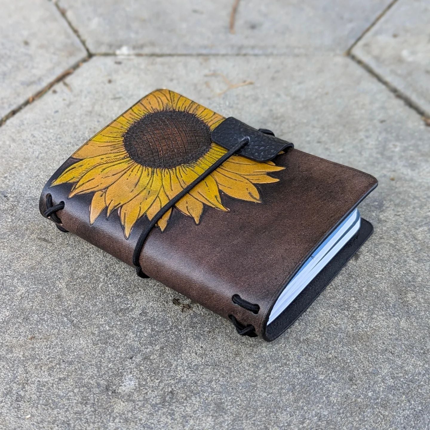 PASSPORT Traveller's Refillable Notebook | Pyrography Sunflower #5