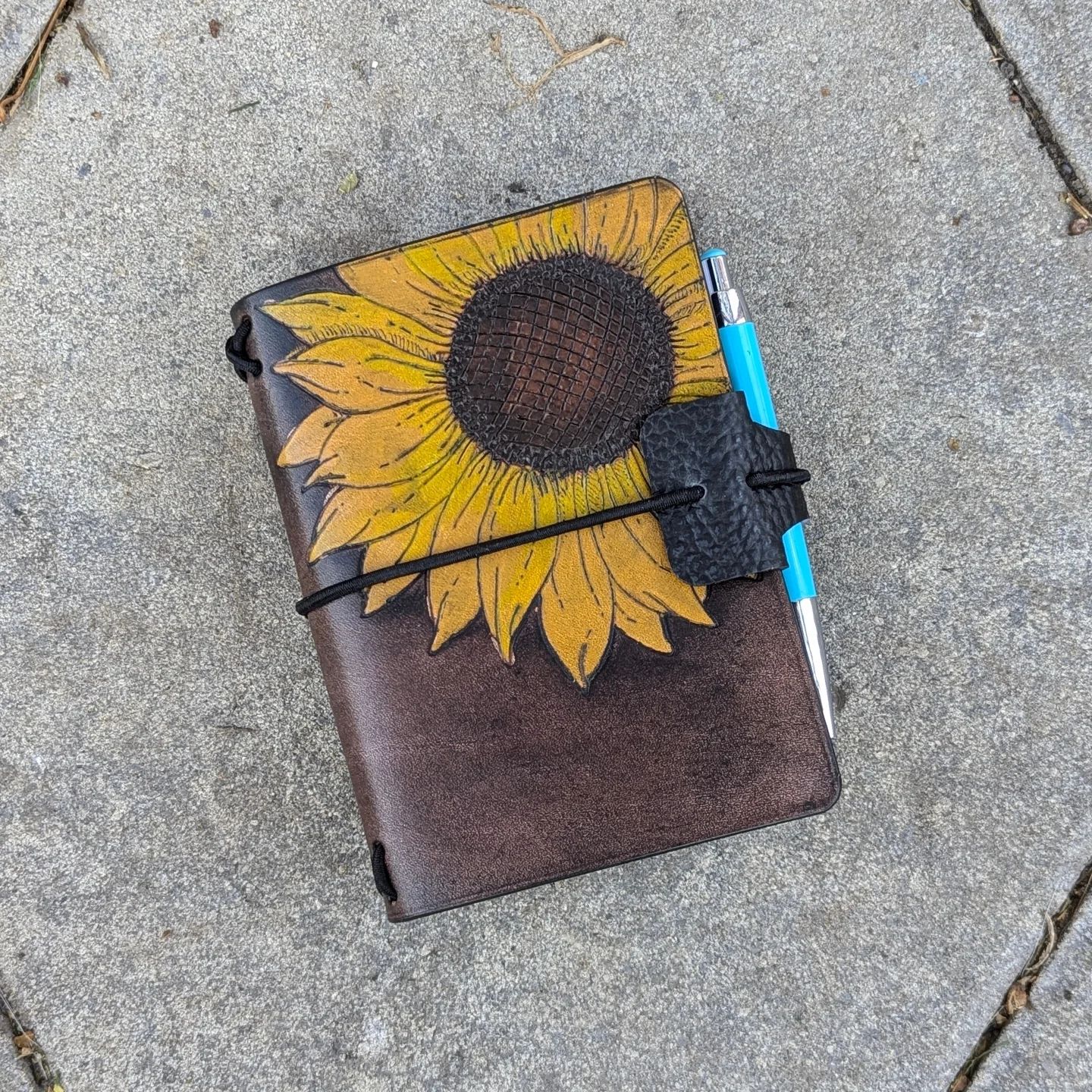 PASSPORT Traveller's Refillable Notebook | Pyrography Sunflower #5