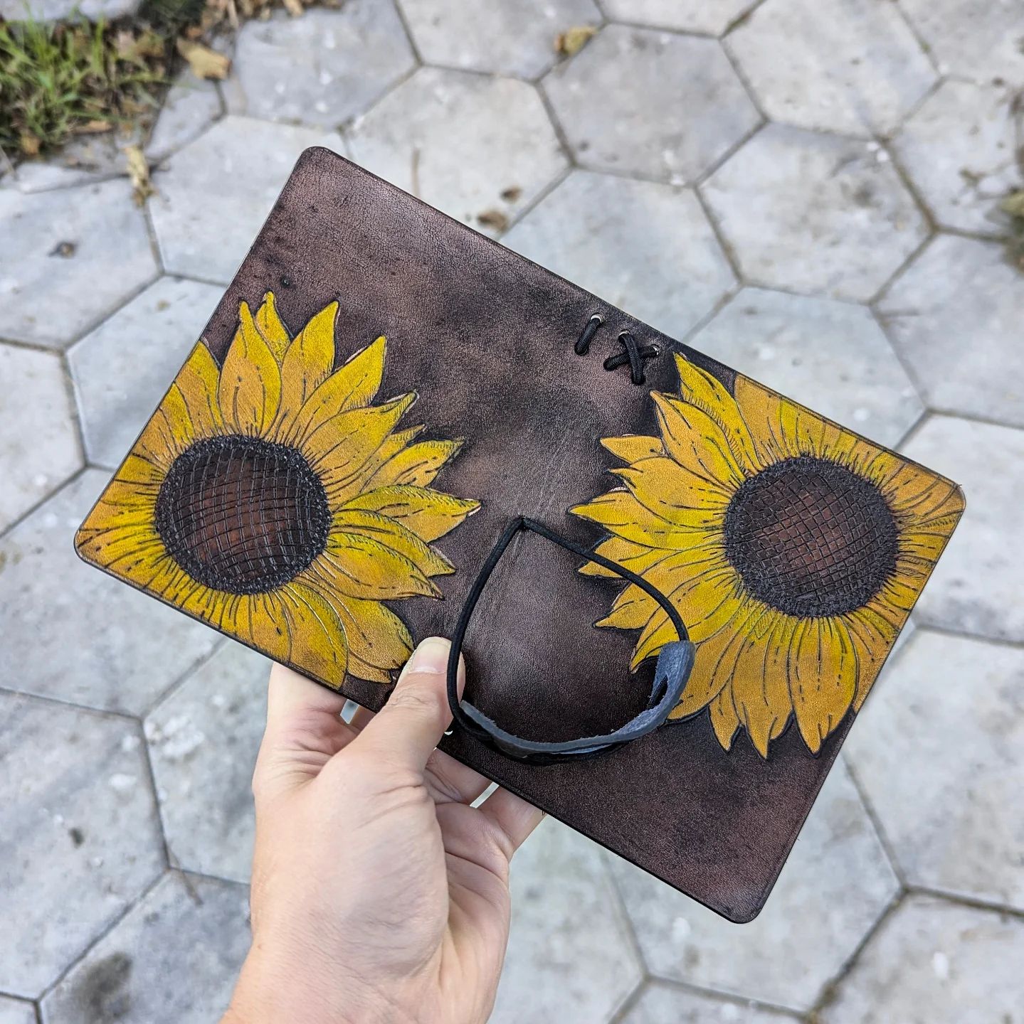 PASSPORT Traveller's Refillable Notebook | Pyrography Sunflower #5