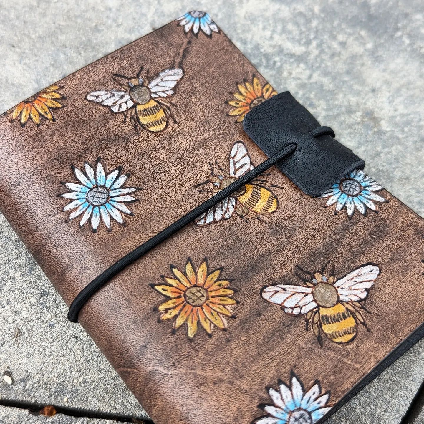 Passport Traveller's Refillable Notebook | Pyrography Bees + Flowers #3