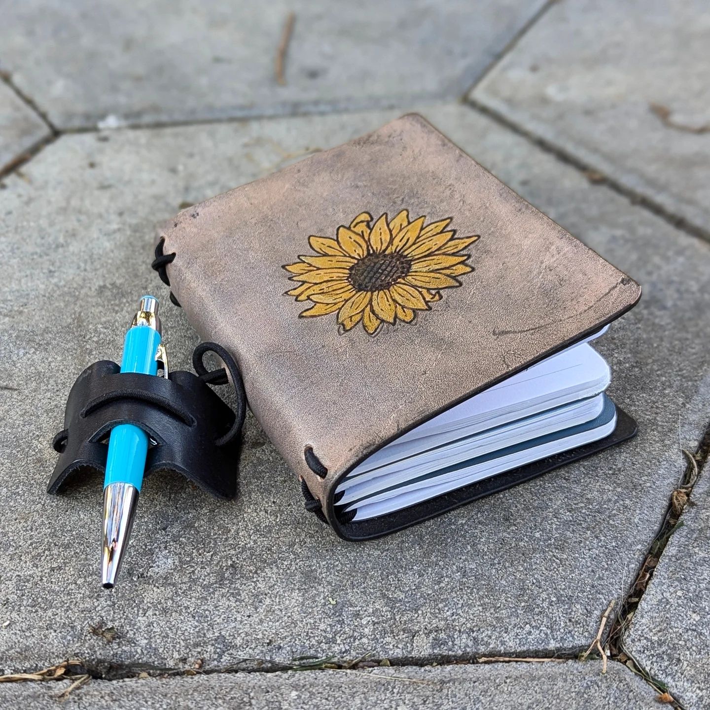 Passport Traveller's Refillable Notebook | Pyrography Sunflower #3