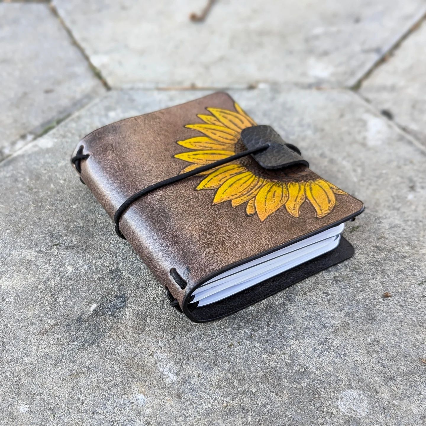 Passport Traveller's Refillable Notebook | Pyrography Sunflower #4