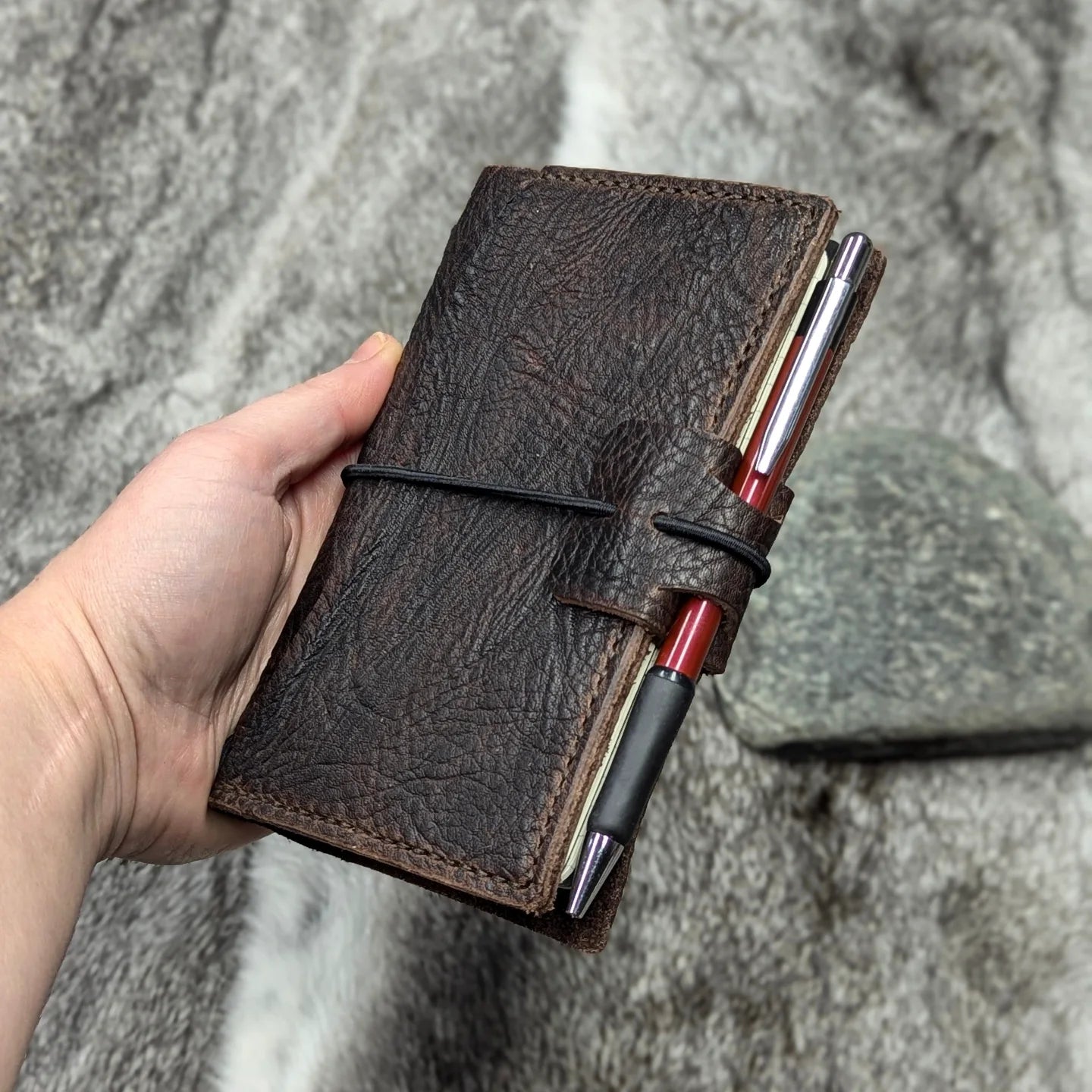 POCKET Traveller's Refillable Notebook | Bull Grain 'Live Edge' #3