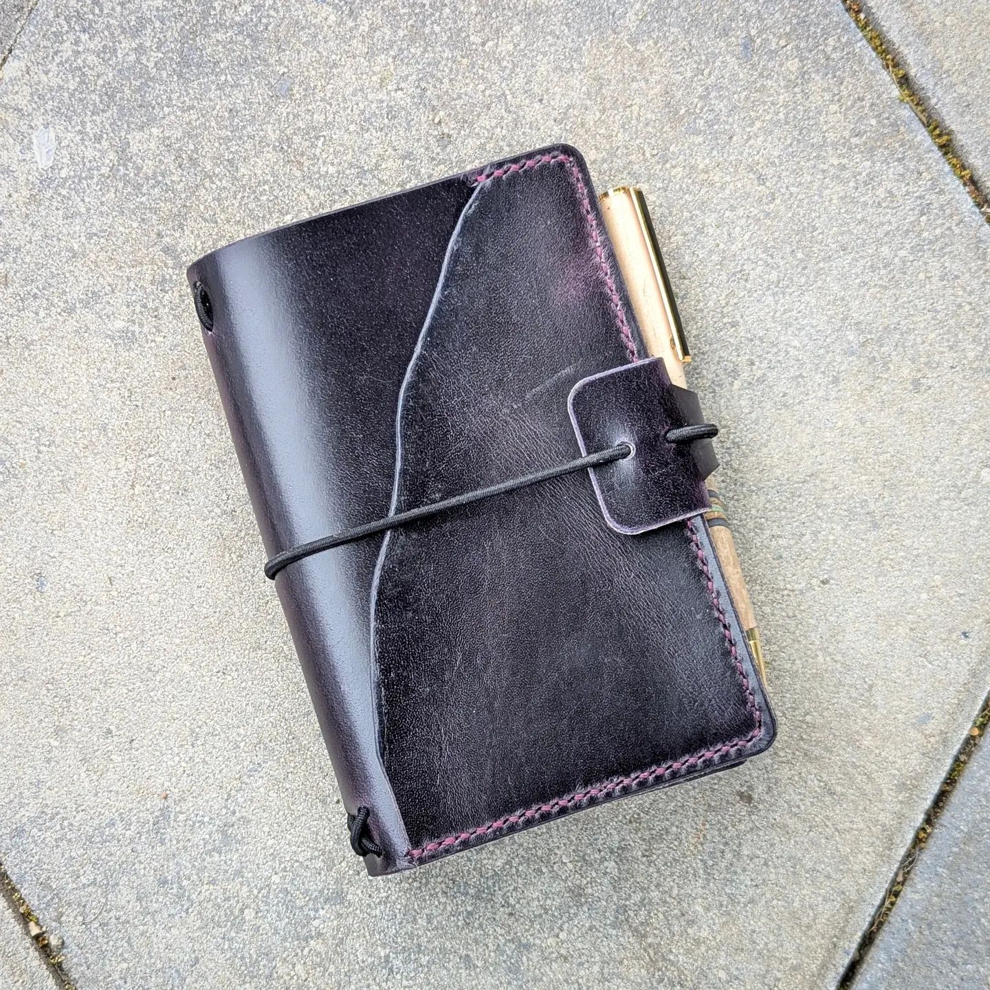 Pocket Traveller's Refillable Notebook | Eggplant Purple with 'Live Edge' #1