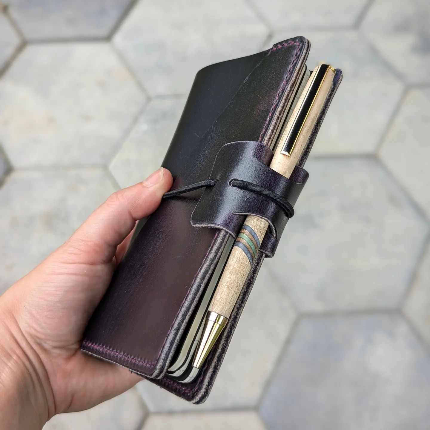 Pocket Traveller's Refillable Notebook | Eggplant Purple with 'Live Edge' #1