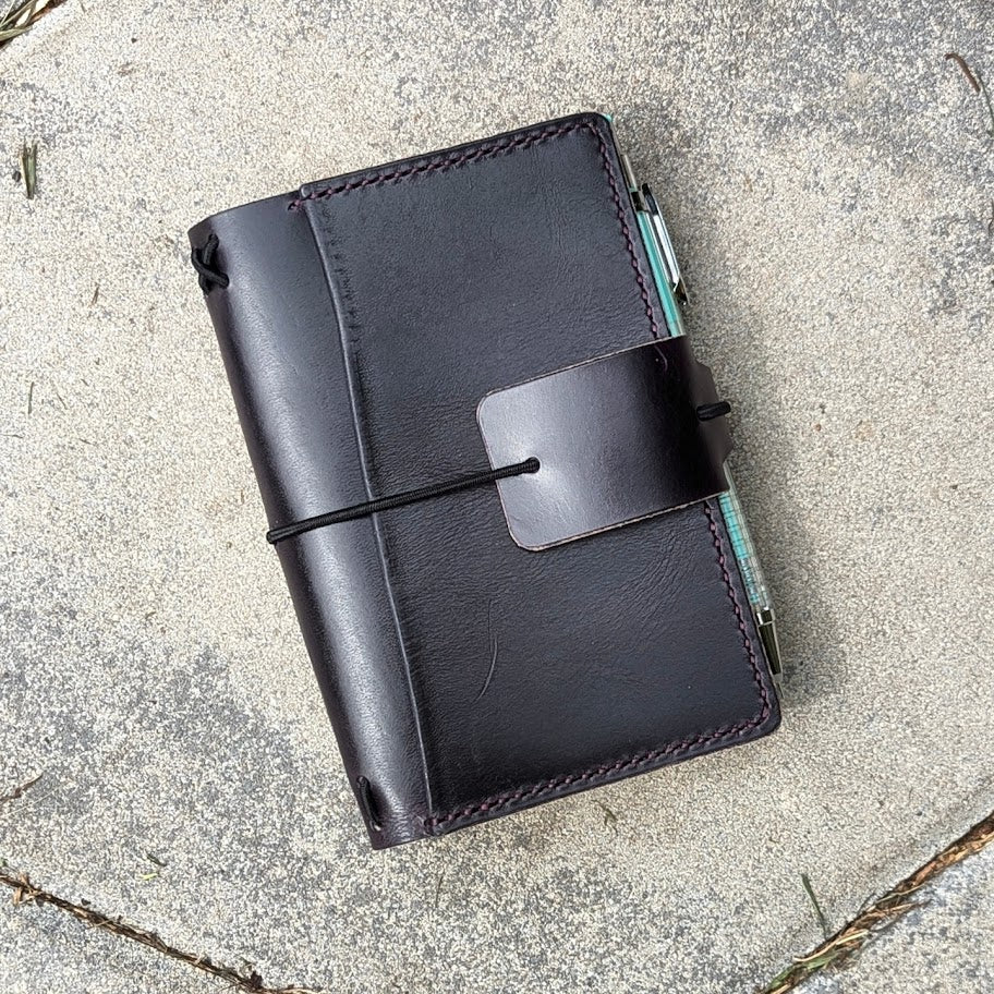 Pocket Traveller's Refillable Notebook | Eggplant Purple 'Live Edge' #10