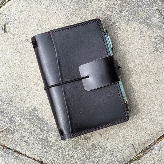 Pocket Traveller's Refillable Notebook | Eggplant Purple 'Live Edge' #10