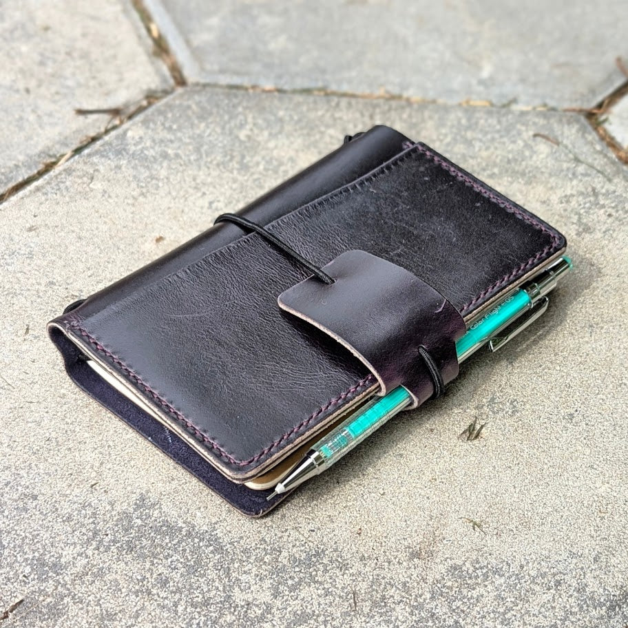 Pocket Traveller's Refillable Notebook | Eggplant Purple 'Live Edge' #10