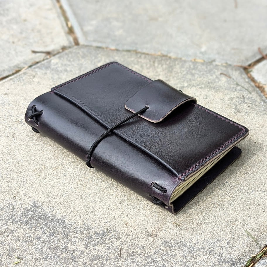 Pocket Traveller's Refillable Notebook | Eggplant Purple 'Live Edge' #10