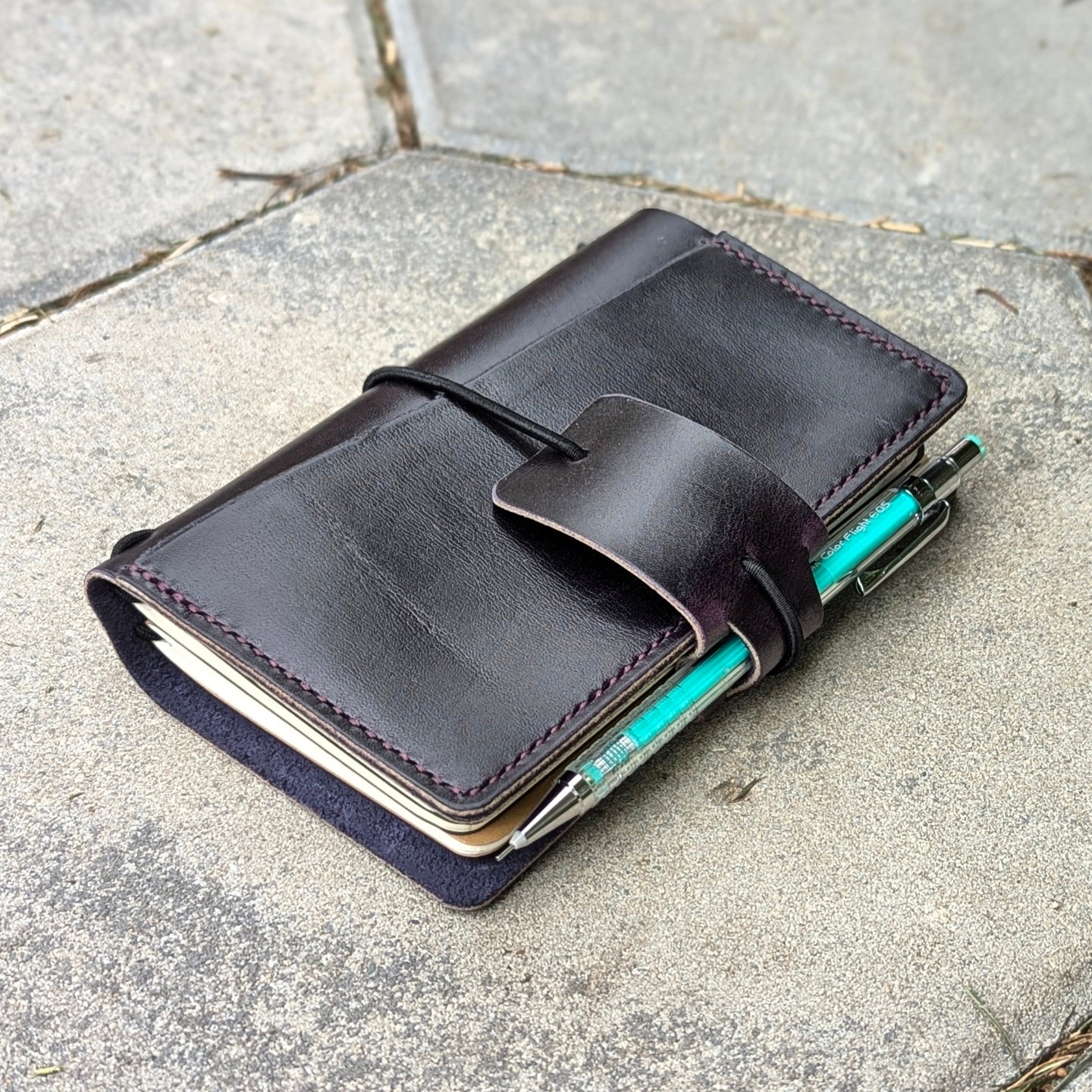 POCKET Traveller's Refillable Notebook | Eggplant Purple 'Live Edge' #11