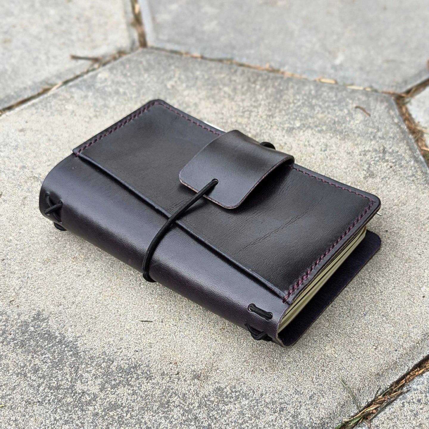 Pocket Traveller's Refillable Notebook | Eggplant Purple 'Live Edge' #11