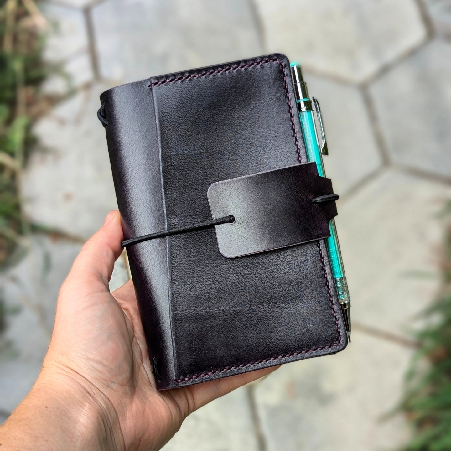 Pocket Traveller's Refillable Notebook | Eggplant Purple 'Live Edge' #11