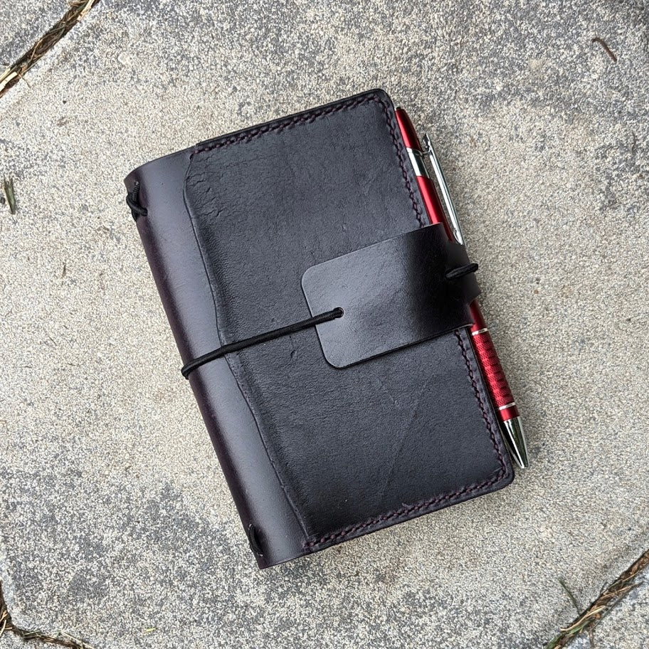 Pocket Traveller's Refillable Notebook | Eggplant Purple 'Live Edge' #12