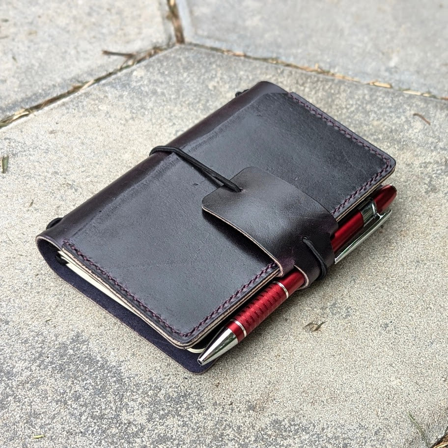 POCKET Traveller's Refillable Notebook | Eggplant Purple 'Live Edge' #12