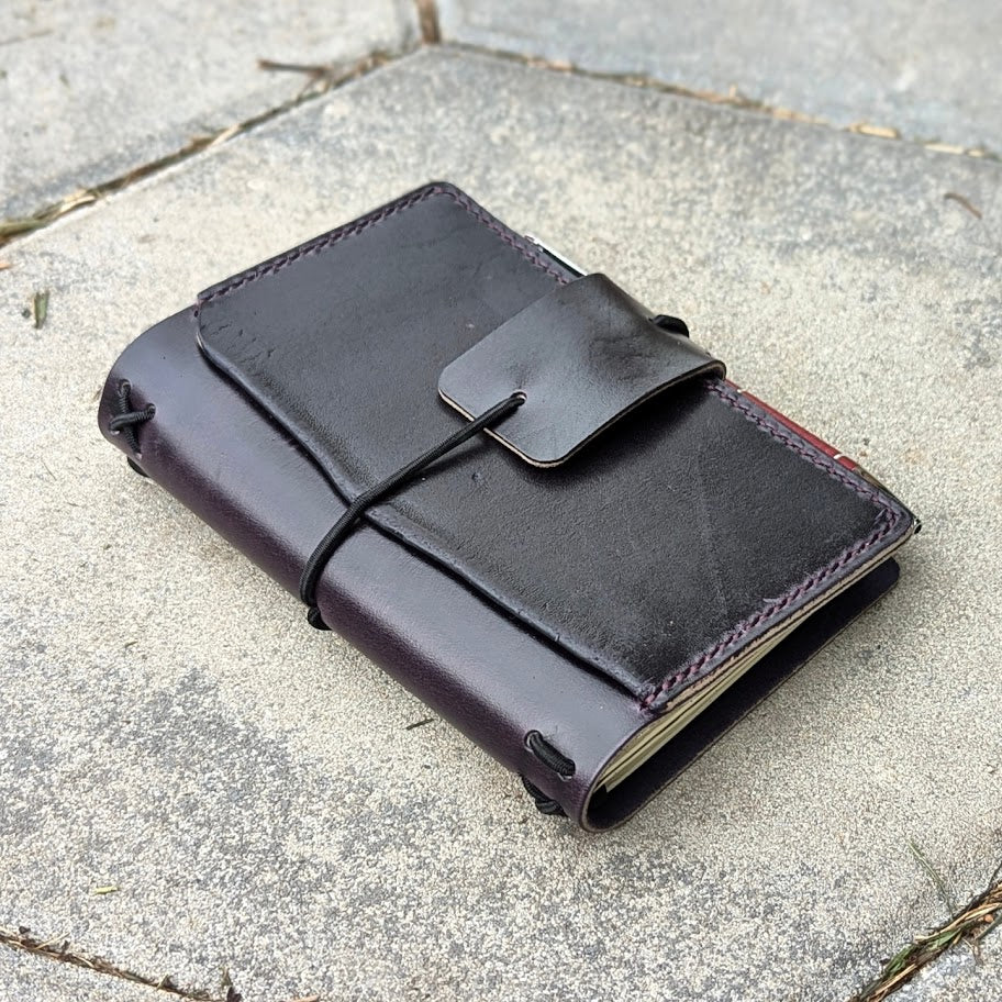 Pocket Traveller's Refillable Notebook | Eggplant Purple 'Live Edge' #12