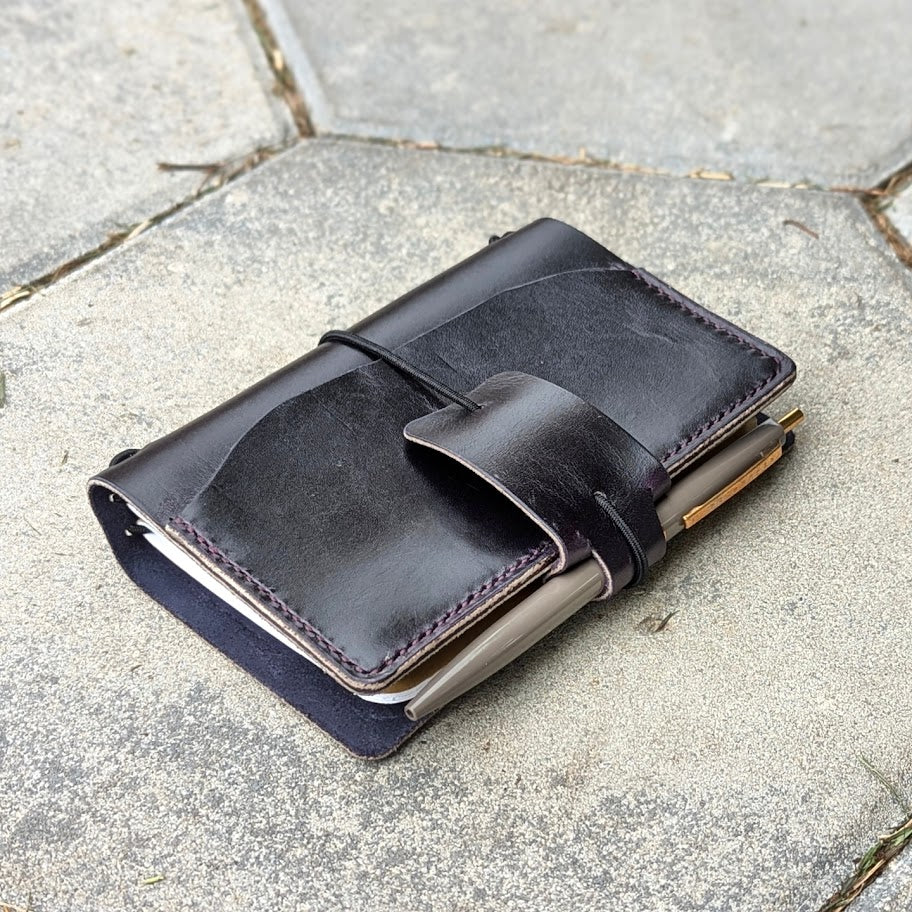 POCKET Traveller's Refillable Notebook | Eggplant Purple 'Live Edge' #13