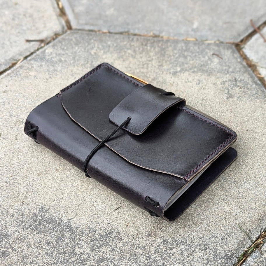 Pocket Traveller's Refillable Notebook | Eggplant Purple 'Live Edge' #13