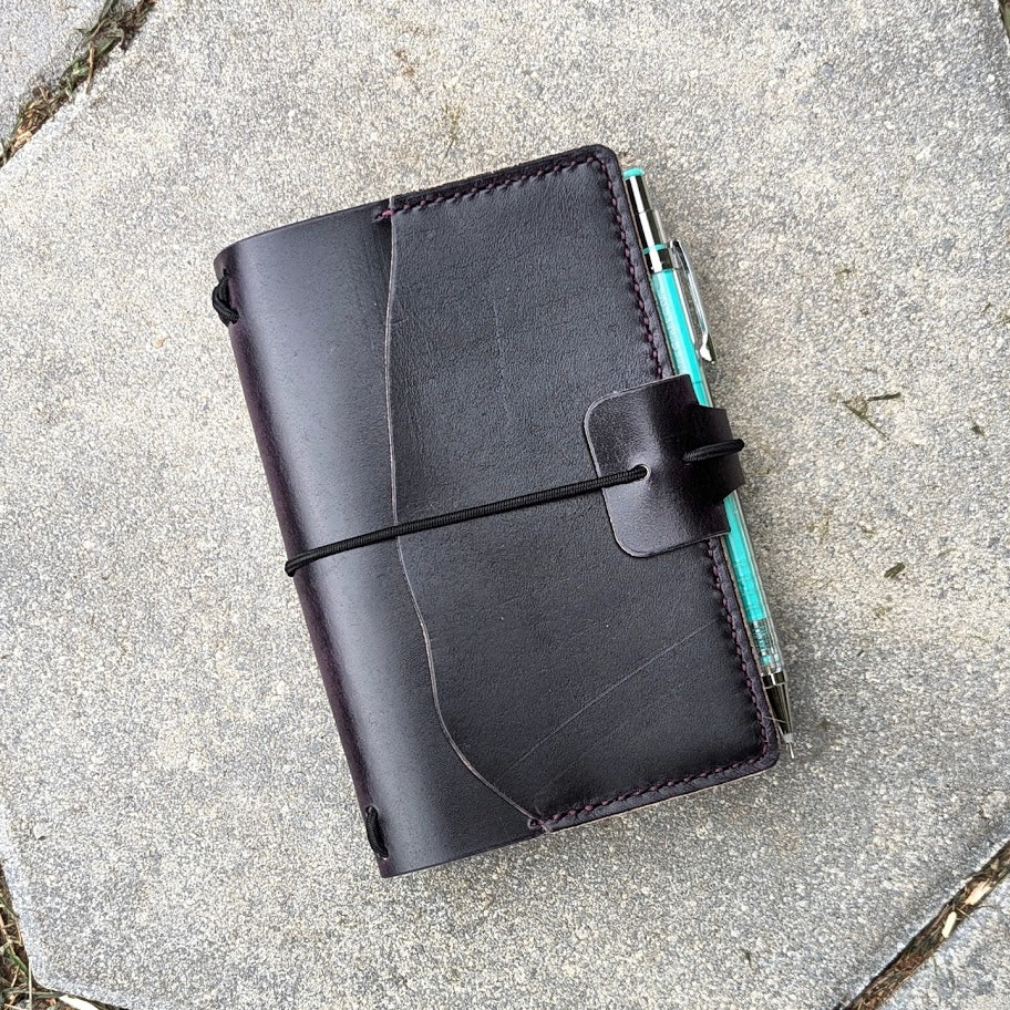 Pocket Traveller's Refillable Notebook | Eggplant Purple 'Live Edge' #14