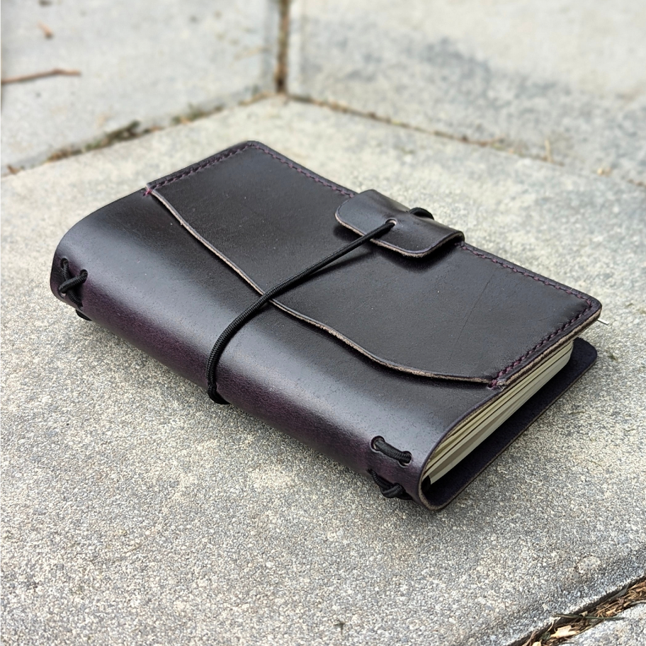 POCKET Traveller's Refillable Notebook | Eggplant Purple 'Live Edge' #14