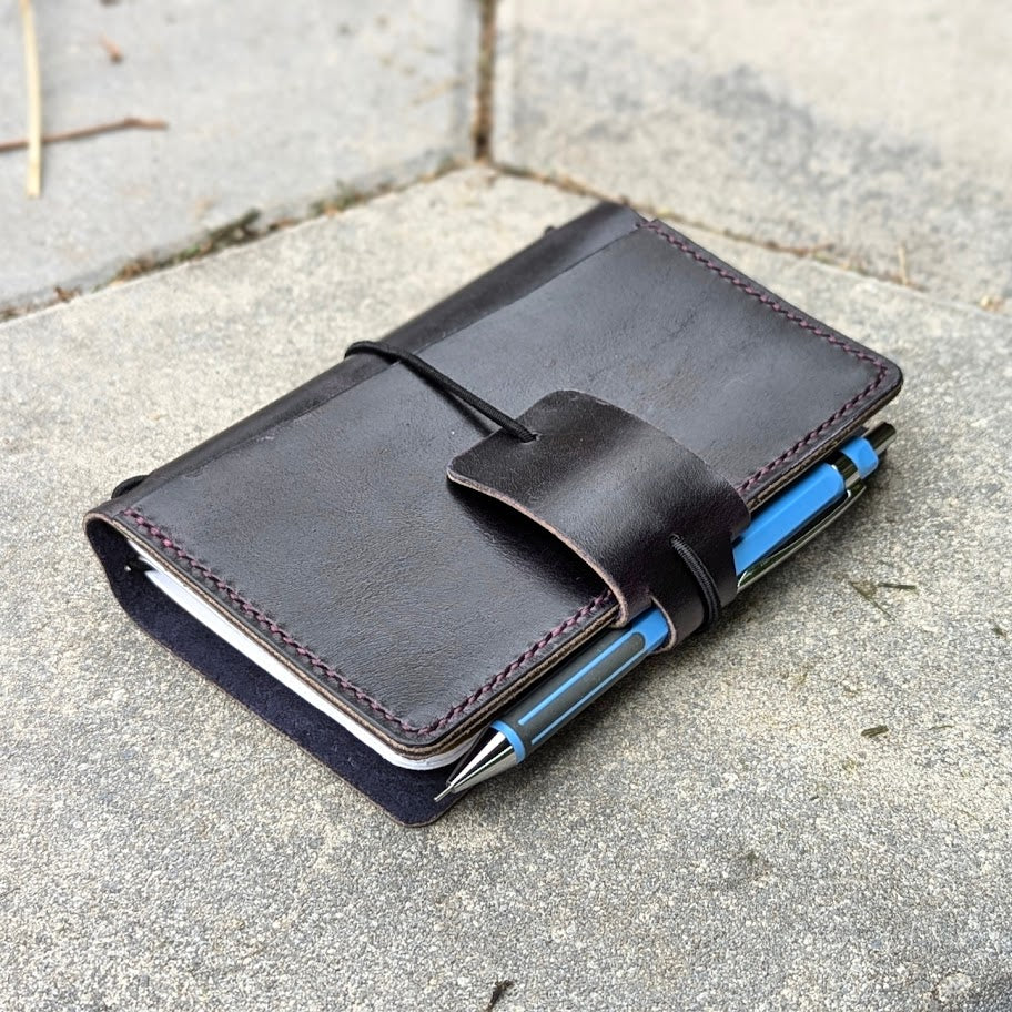 POCKET Traveller's Refillable Notebook | Eggplant Purple 'Live Edge' #15