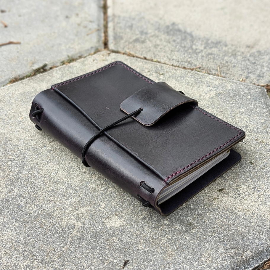 Pocket Traveller's Refillable Notebook | Eggplant Purple 'Live Edge' #15