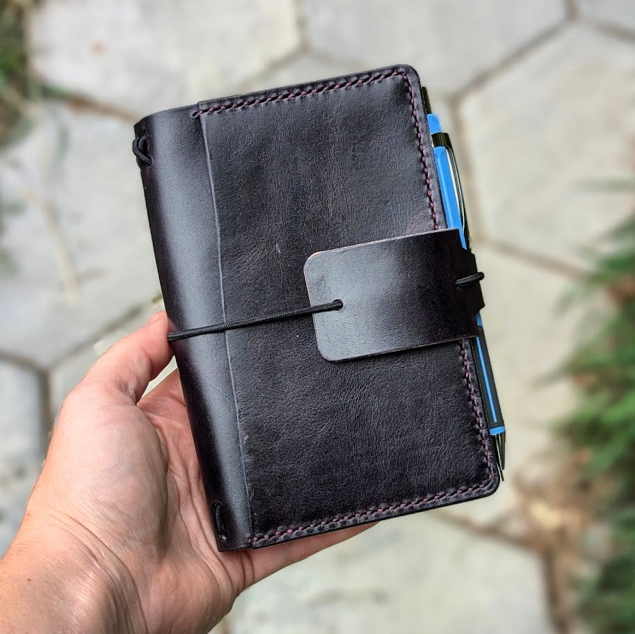 Pocket Traveller's Refillable Notebook | Eggplant Purple 'Live Edge' #15