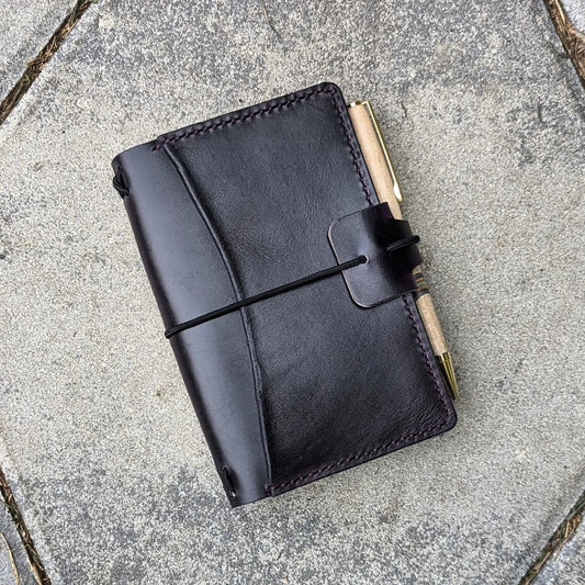 POCKET Traveller's Refillable Notebook | Eggplant Purple 'Live Edge' #16