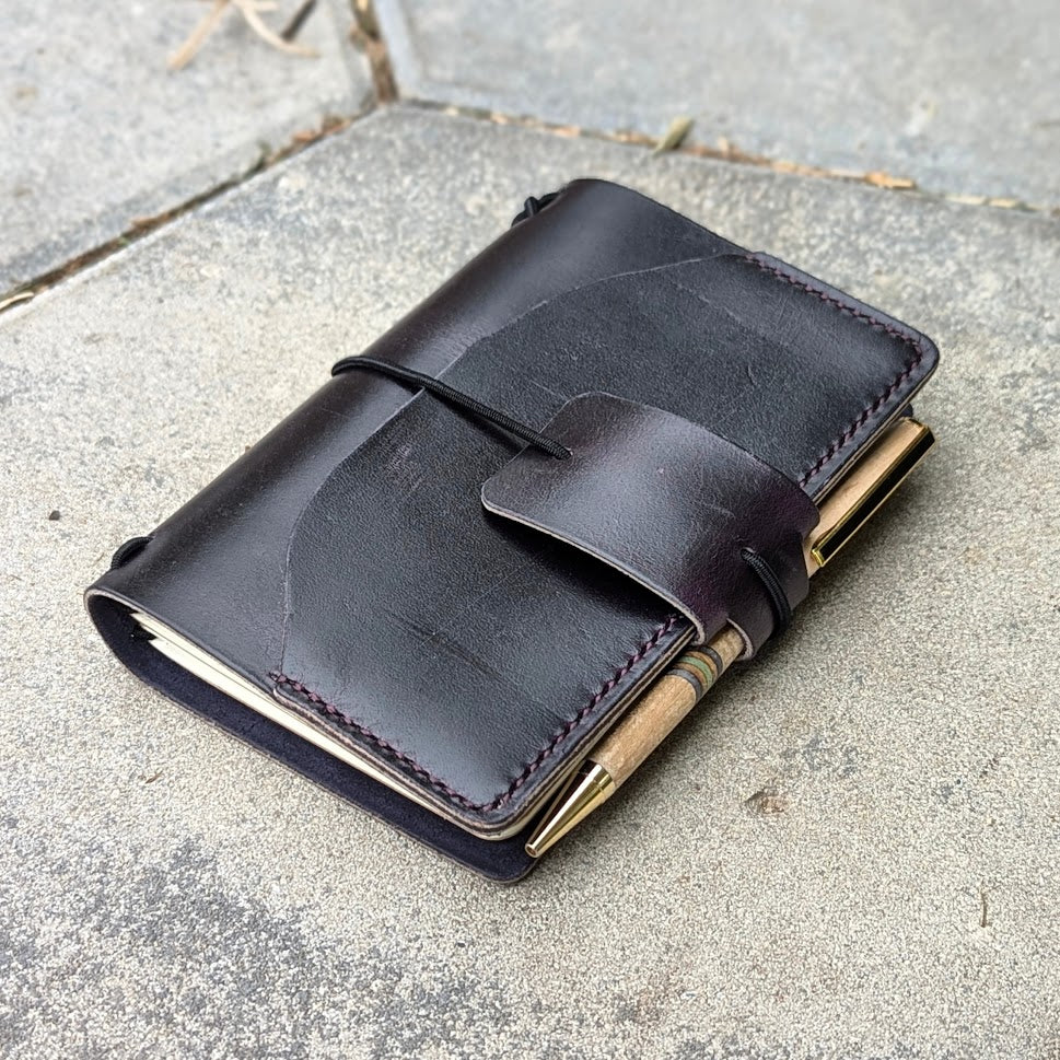 POCKET Traveller's Refillable Notebook | Eggplant Purple 'Live Edge' #18