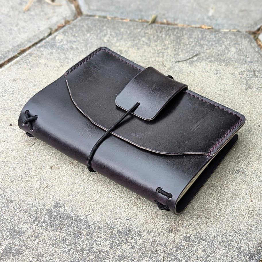 Pocket Traveller's Refillable Notebook | Eggplant Purple 'Live Edge' #18