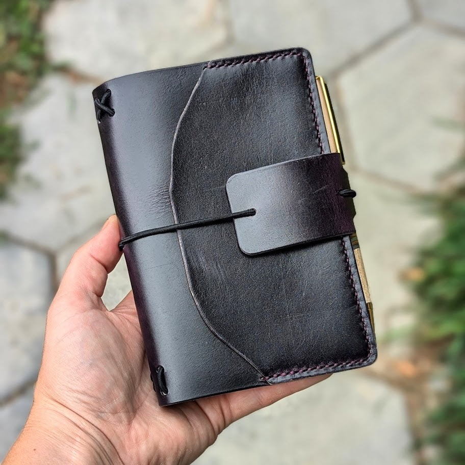 POCKET Traveller's Refillable Notebook | Eggplant Purple 'Live Edge' #18