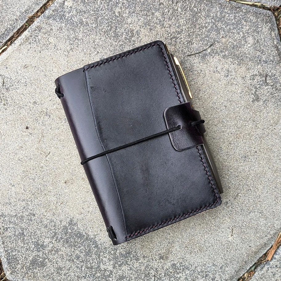 Pocket Traveller's Refillable Notebook | Eggplant Purple 'Live Edge' #19