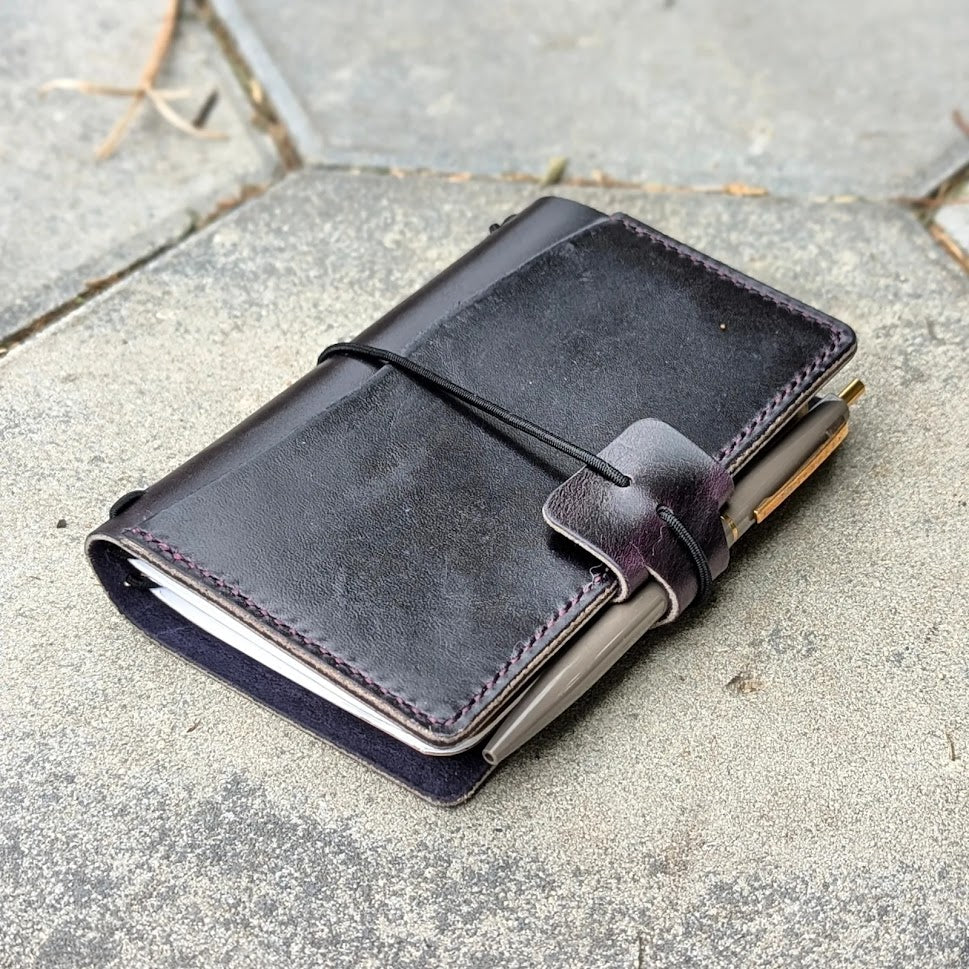 Pocket Traveller's Refillable Notebook | Eggplant Purple 'Live Edge' #19