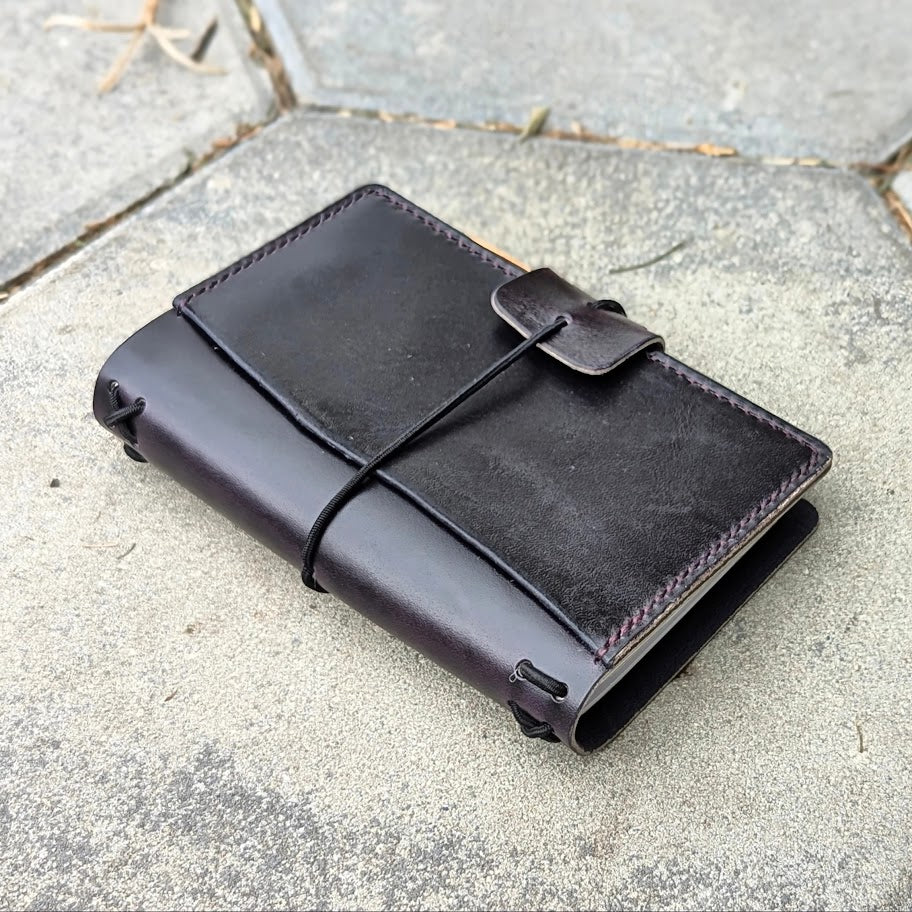 Pocket Traveller's Refillable Notebook | Eggplant Purple 'Live Edge' #19