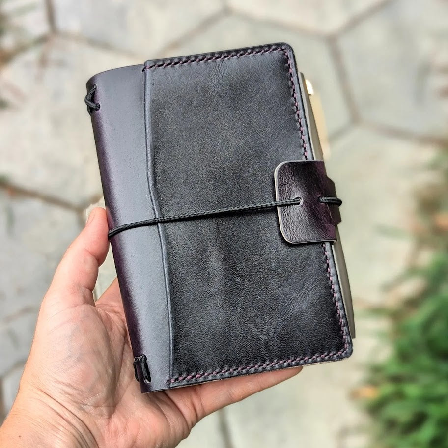 Pocket Traveller's Refillable Notebook | Eggplant Purple 'Live Edge' #19