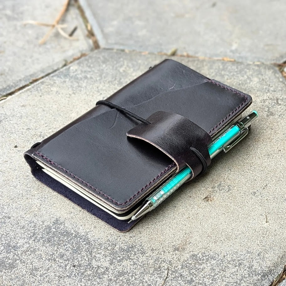 POCKET Traveller's Refillable Notebook | Eggplant Purple 'Live Edge' #20