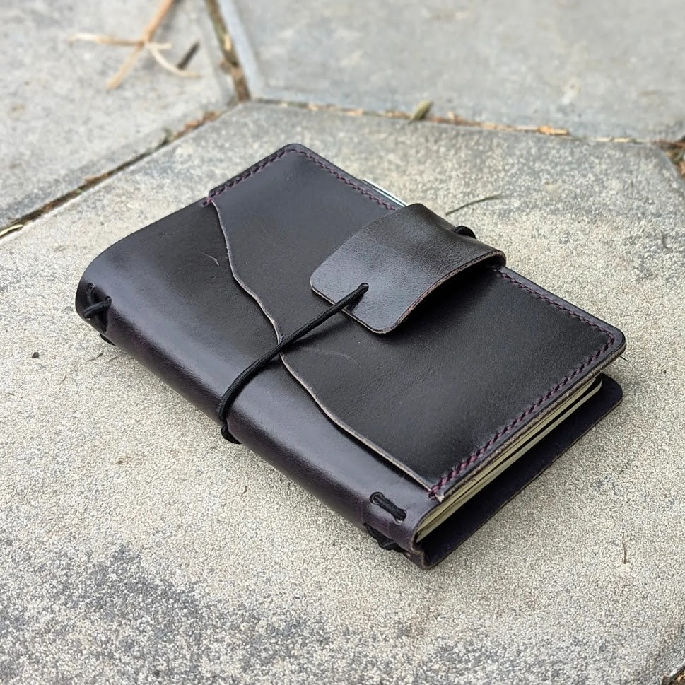 Pocket Traveller's Refillable Notebook | Eggplant Purple 'Live Edge' #20