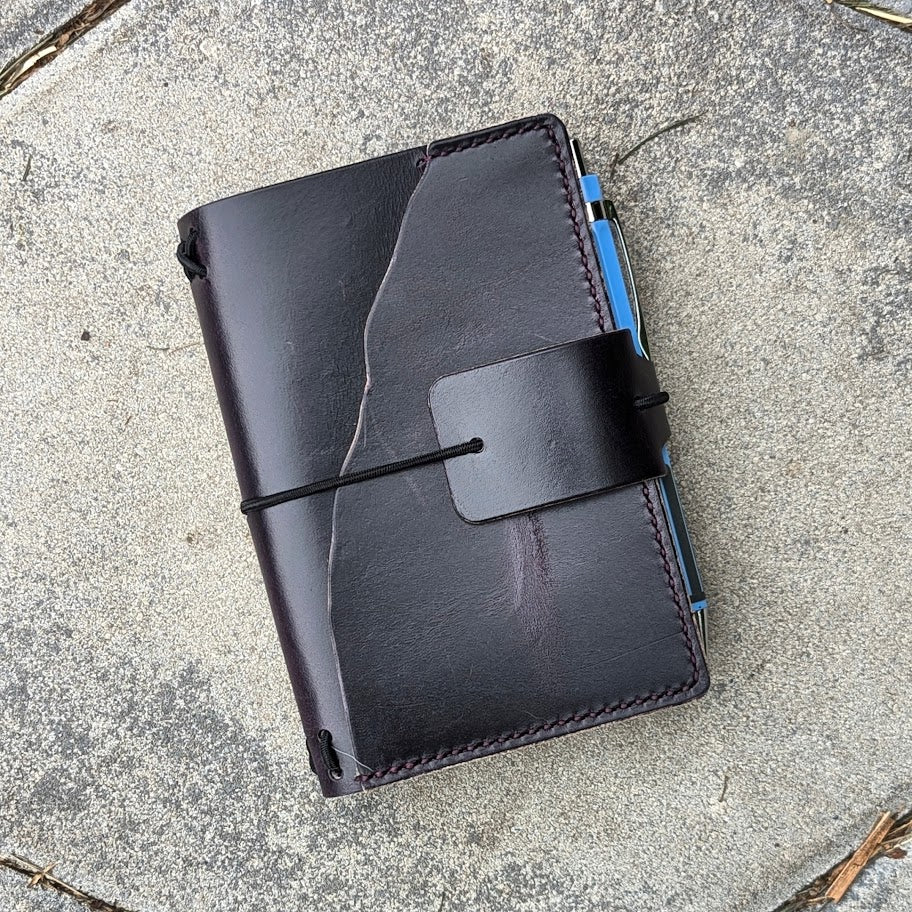 Pocket Traveller's Refillable Notebook | Eggplant Purple 'Live Edge' #21