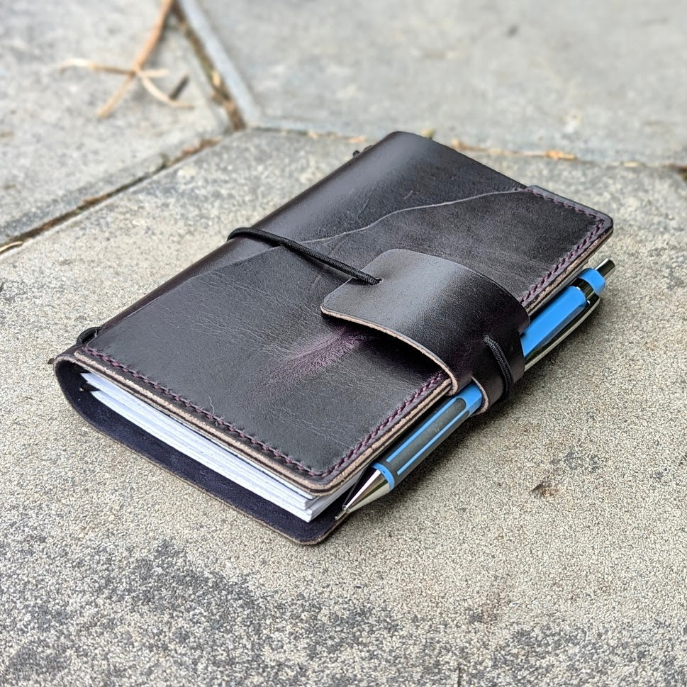 POCKET Traveller's Refillable Notebook | Eggplant Purple 'Live Edge' #21