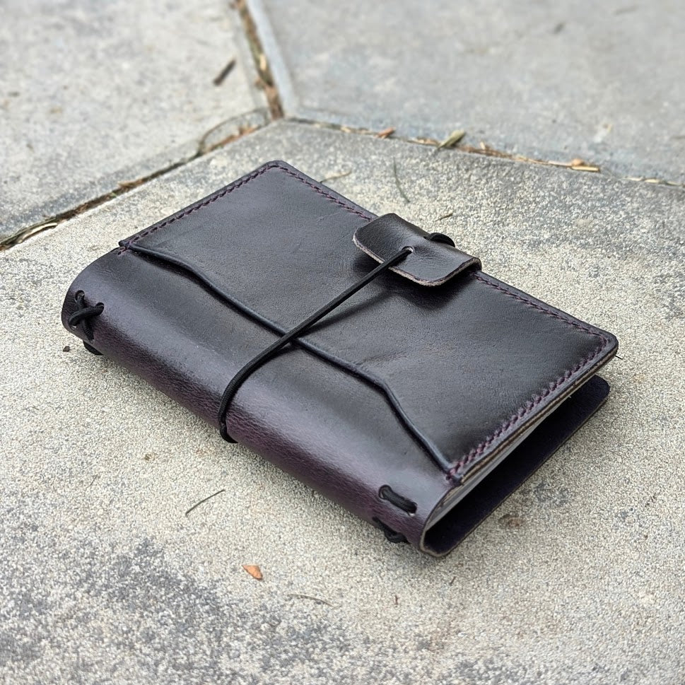 POCKET Traveller's Refillable Notebook | Eggplant Purple 'Live Edge' #22