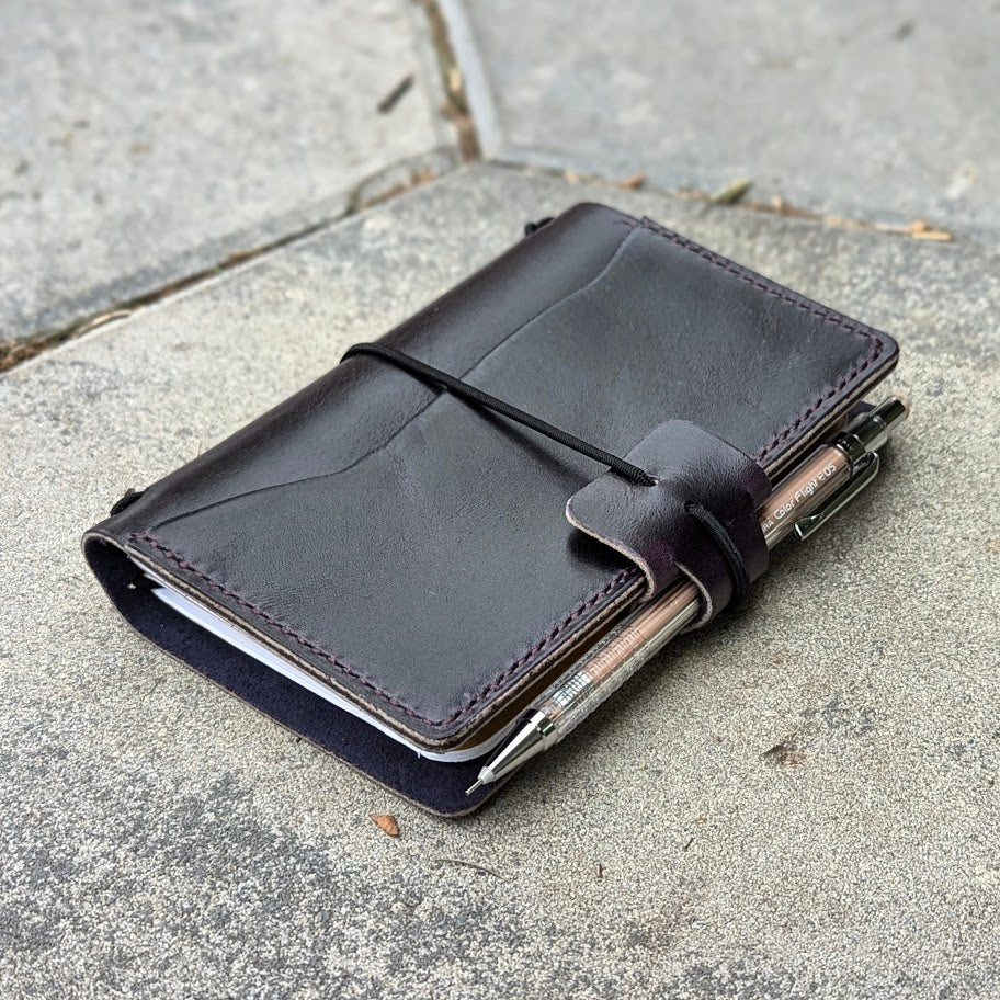 POCKET Traveller's Refillable Notebook | Eggplant Purple 'Live Edge' #22