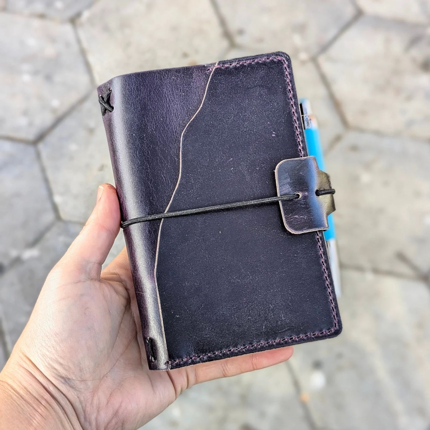 Pocket Traveller's Refillable Notebook | Eggplant Purple 'Live Edge' #23