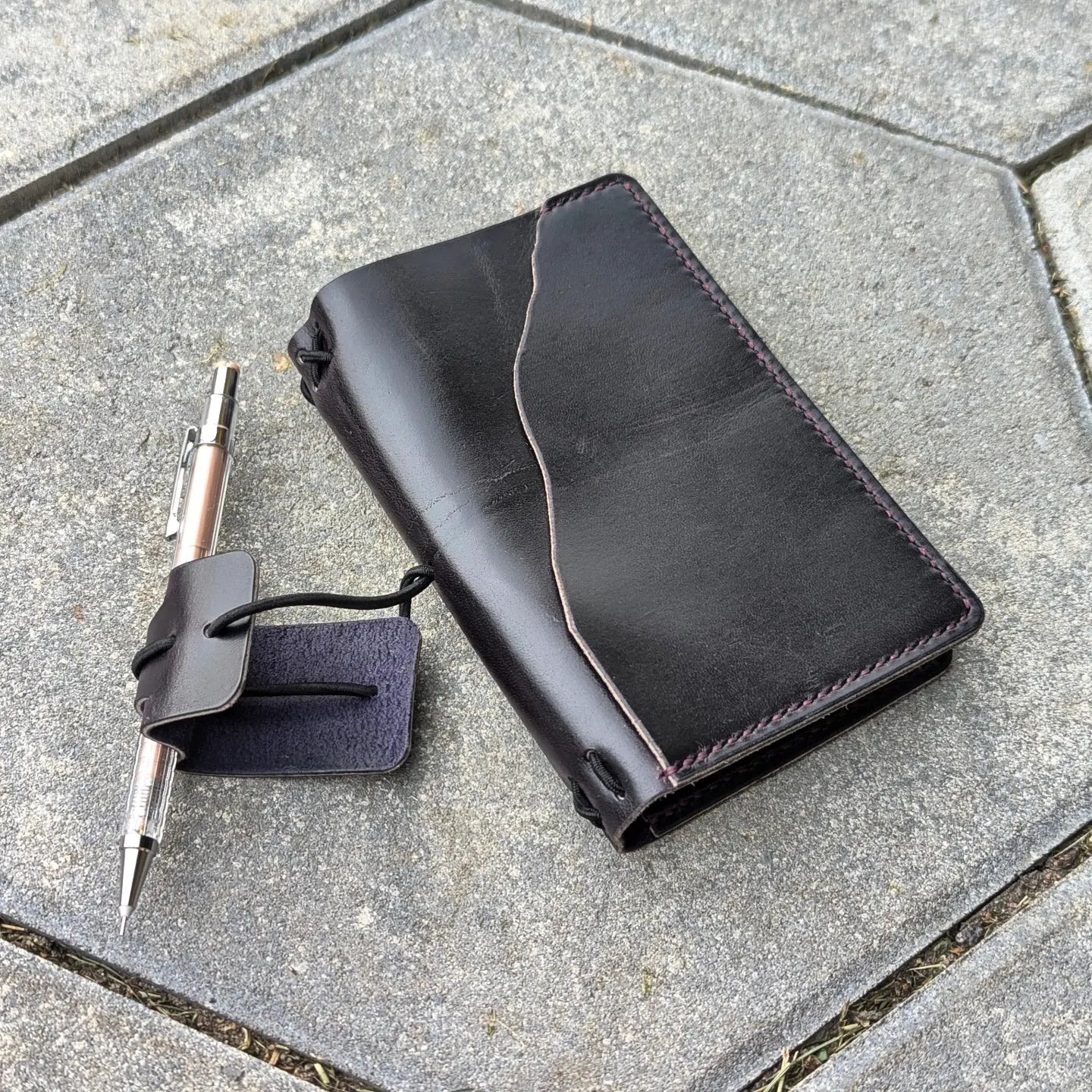 POCKET Traveller's Refillable Notebook | Eggplant Purple 'Live Edge' #4