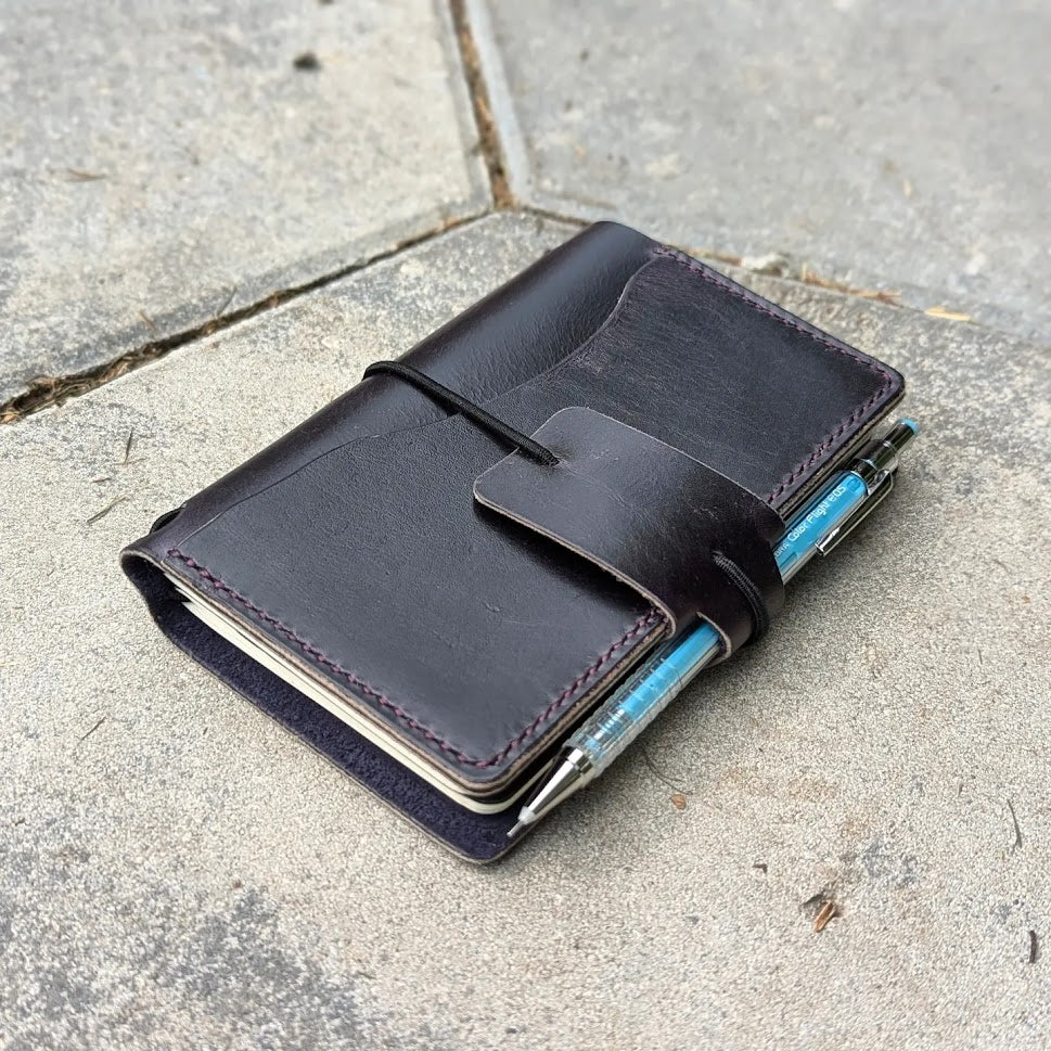 POCKET Traveller's Refillable Notebook | Eggplant Purple 'Live Edge' #5