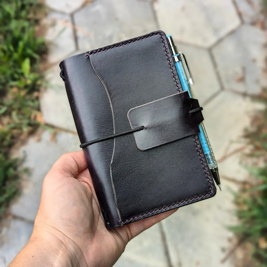 Pocket Traveller's Refillable Notebook | Eggplant Purple 'Live Edge' #5