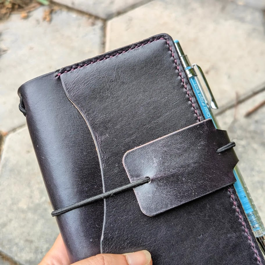 Pocket Traveller's Refillable Notebook | Eggplant Purple 'Live Edge' #5